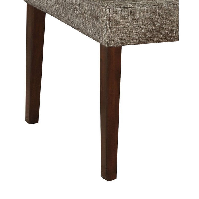 Wooden Side Chair , Grey Fabric, Set Of 2