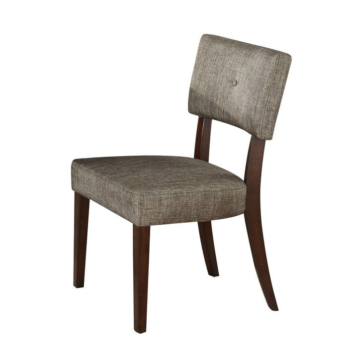 Wooden Side Chair , Grey Fabric, Set Of 2