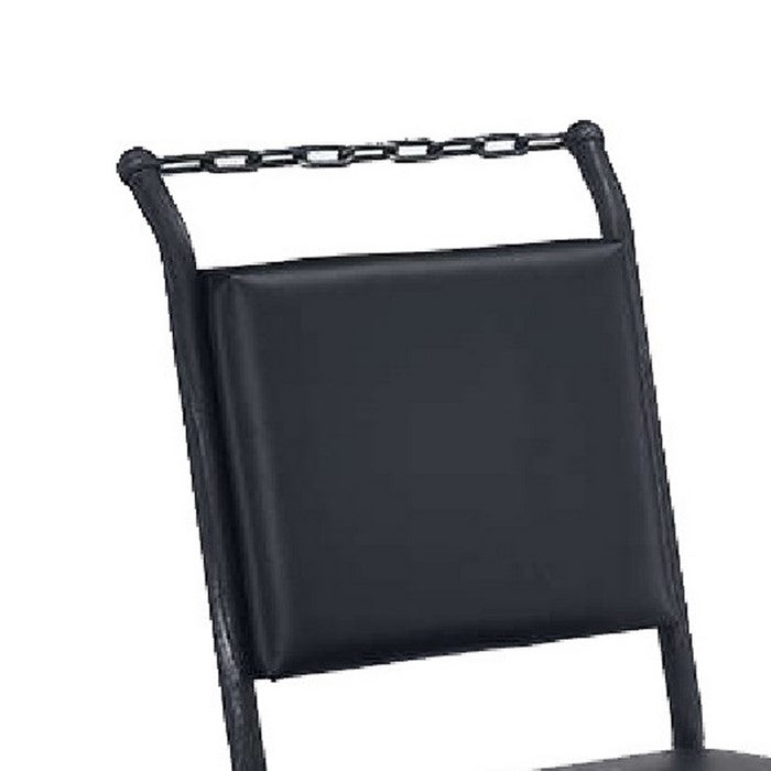Metal Frame Leather Upholstered Armless Chair, Black