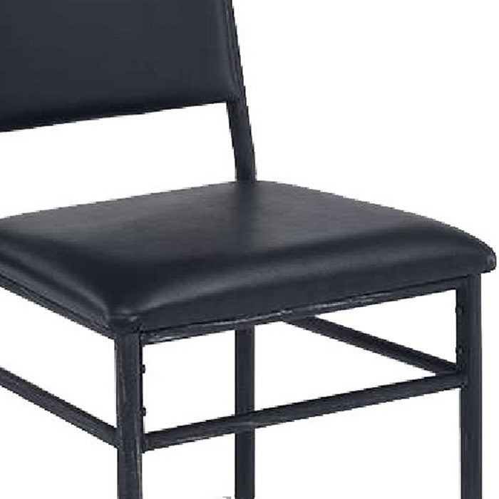 Metal Frame Leather Upholstered Armless Chair, Black