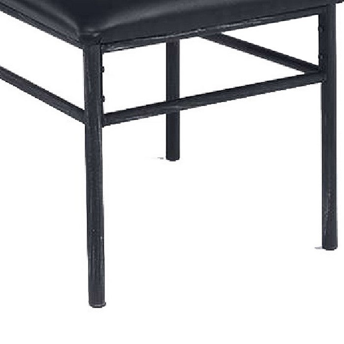 Metal Frame Leather Upholstered Armless Chair, Black