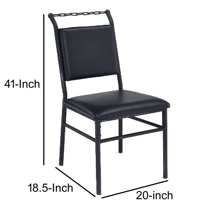 Metal Frame Leather Upholstered Armless Chair, Black