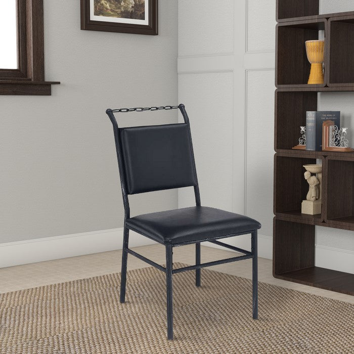 Metal Frame Leather Upholstered Armless Chair, Black