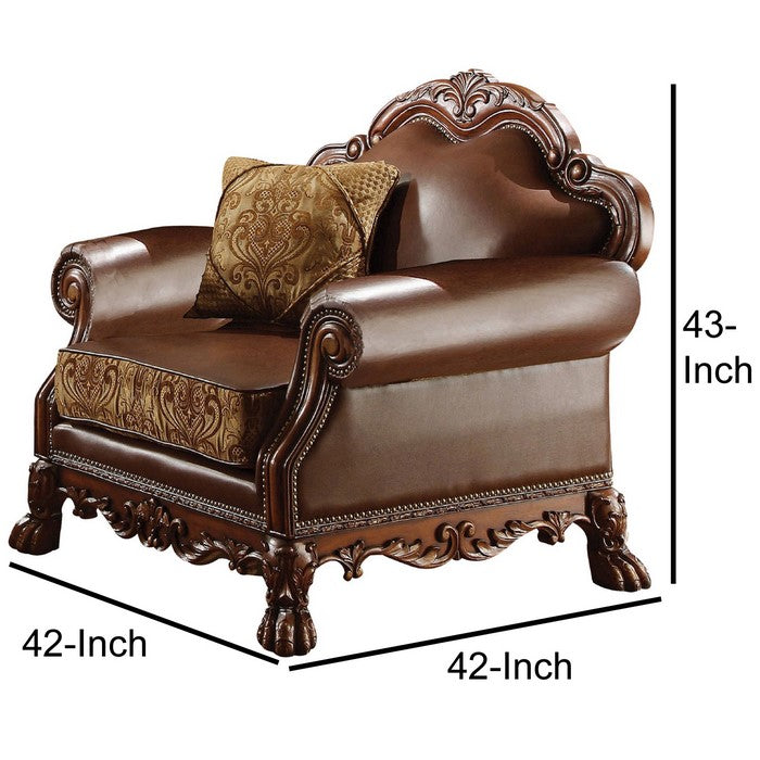 Wooden Chair with 1 Pillow , Cherry Brown