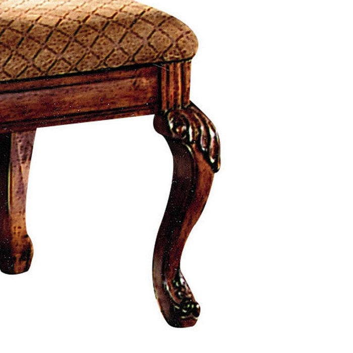 Wooden Armless Side Chairs With Fabric Upholstered Seat And Back, Set Of 2