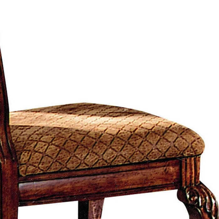 Wooden Armless Side Chairs With Fabric Upholstered Seat And Back, Set Of 2