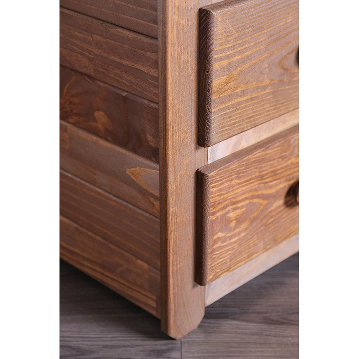 Wooden 2 Drawers Night Stand In Mahogany Finish, Brown