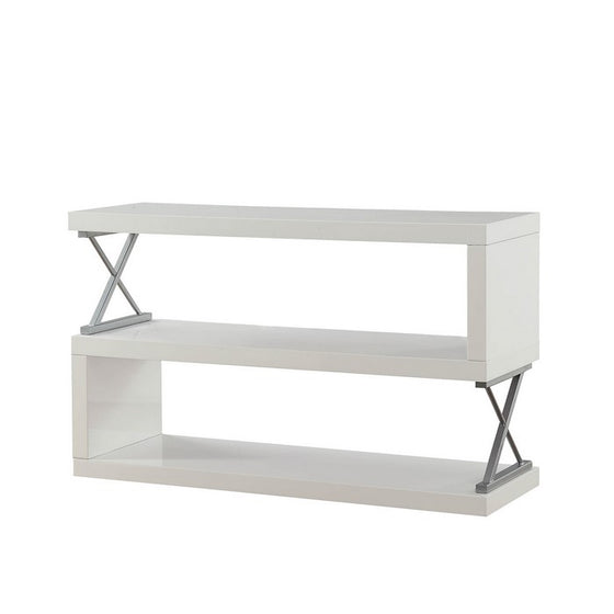 Contemporary Style S Shaped 3 Layer Shelf, White