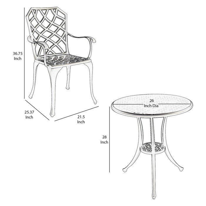 Table Set of 1 Table and 2 Chairs With Cabriole Legs, Black