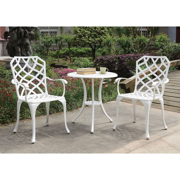 Table Set of 1 Table and 2 Chairs With Cabriole Legs, White