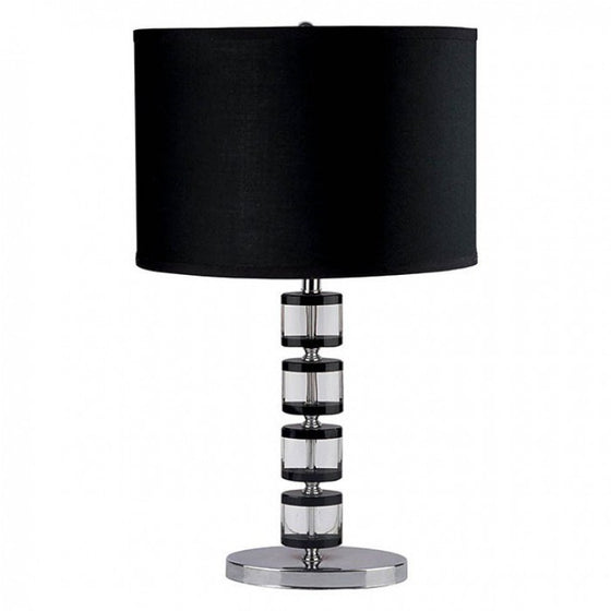 Contemporary Style Metal and Crystal Table Lamp With Geometric Design, Black