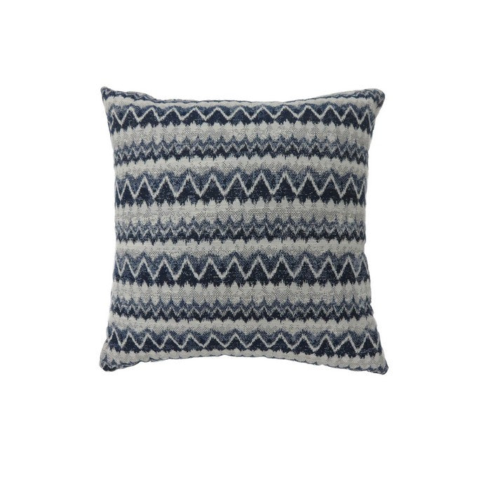 Contemporary Style Horizontally Zigzag Designed Set of 2 Throw Pillows, Navy Blue