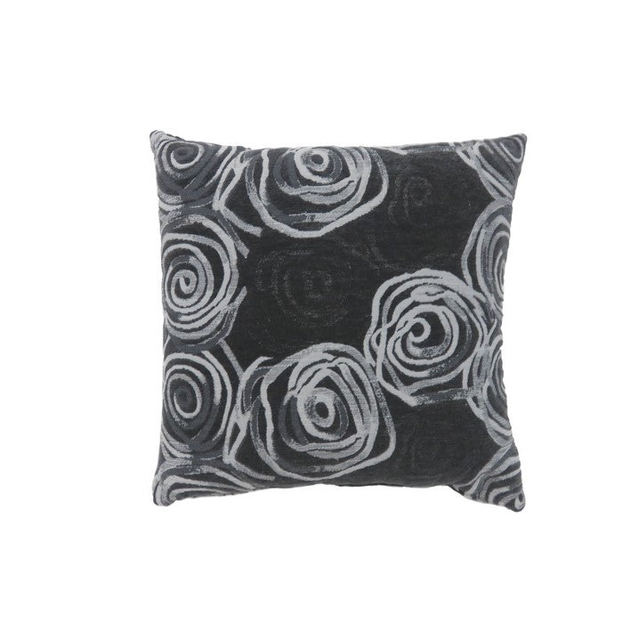Contemporary Style Irregular Swirly Lines Set of 2 Throw Pillows, Black