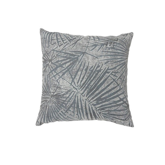 Contemporary Style Palm Leaves Designed Set of 2 Throw Pillows, Gray