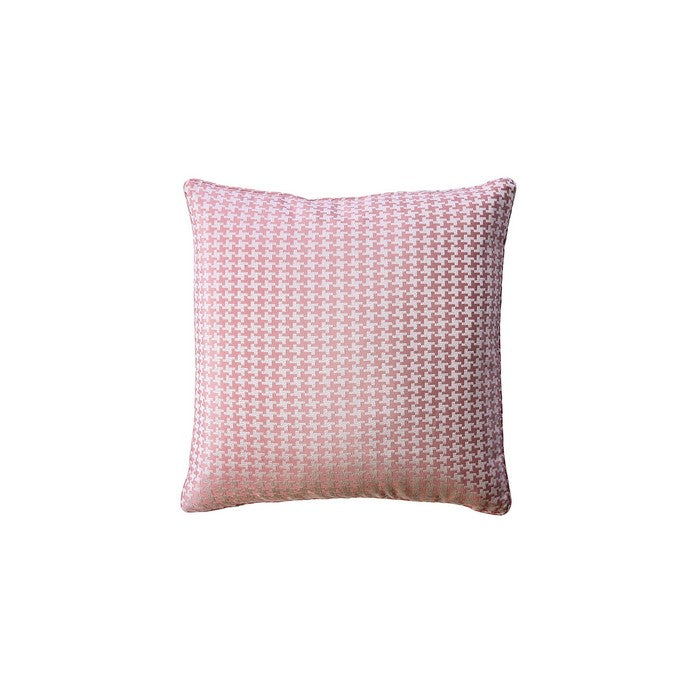 Contemporary Style Set of 2 Throw Pillows With Houndstooth Patterns, Rose Pink