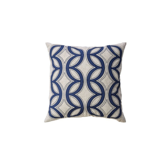 Contemporary Style Semi-Circular Patterns Set of 2 Throw Pillows, Indigo Blue