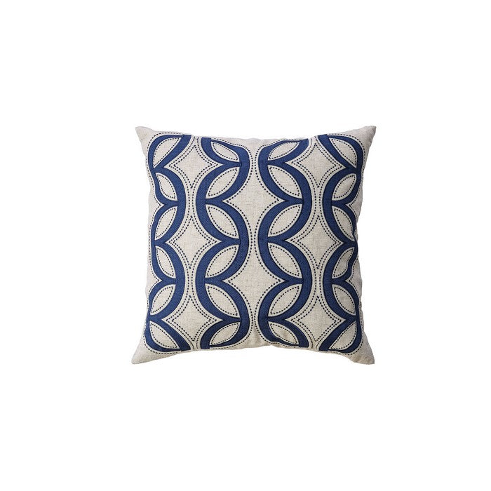 Contemporary Style Semi-Circular Patterns Set of 2 Throw Pillows, Indigo Blue