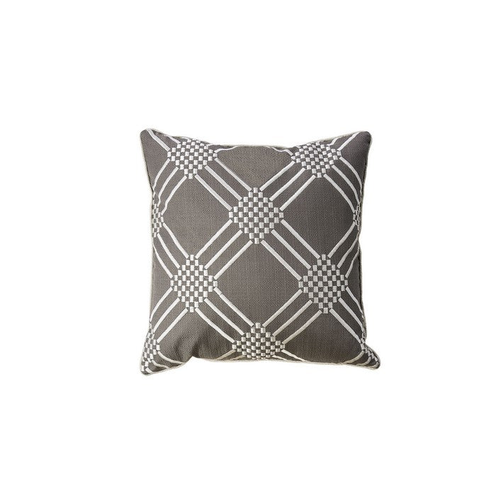 Contemporary Style Set of 2 Throw Pillows With Diamond Patterns, Gun Metal Gray