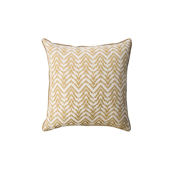 Contemporary Style Set of 2 Throw Pillows With Zigzag Patterns, Gold