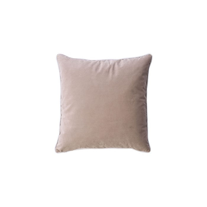 Square Shape Polyester Velvet Throw Pillow with Zipper, Set of Two, Beige