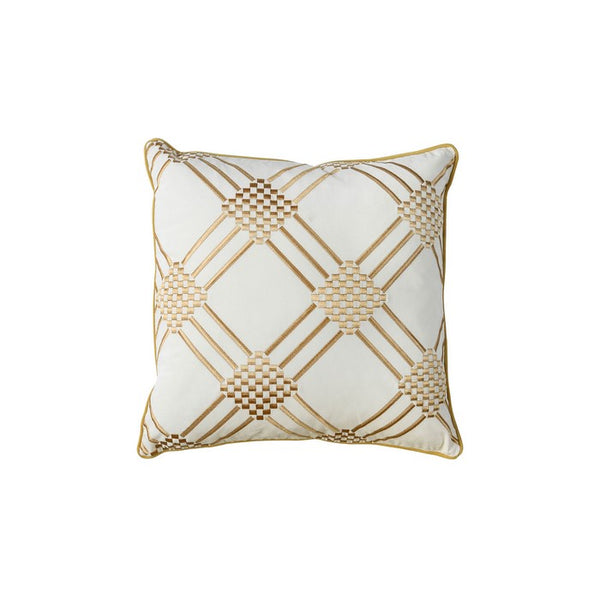 Contemporary Style Set of 2 Throw Pillows With Diamond Patterns, Ivory, Yellow