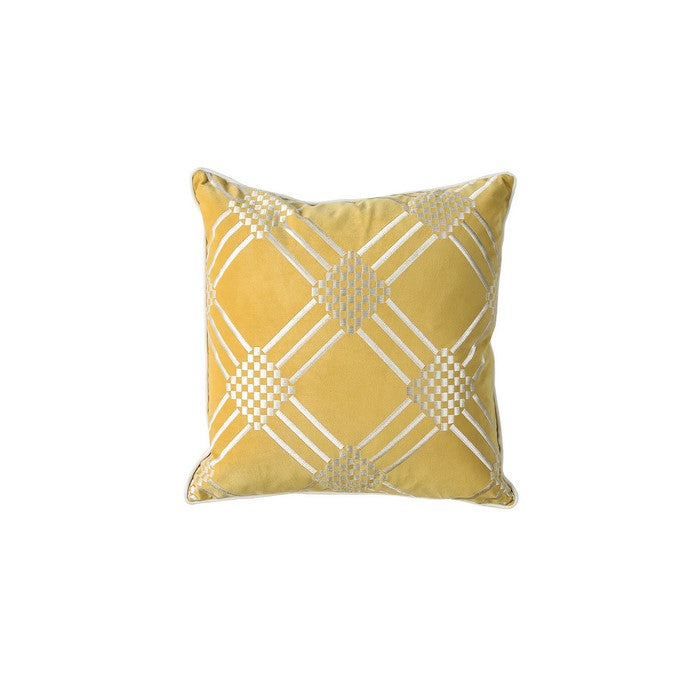 Contemporary Style Set of 2 Throw Pillows With Diamond Patterns, Silver, Gold