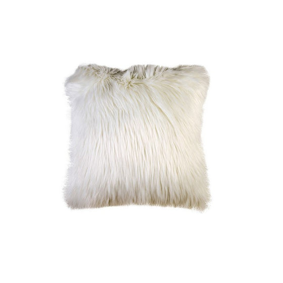 Contemporary Style Shaggy Set of 2 Throw Pillows, White