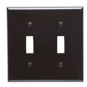 Leviton 85009 2-Gang Toggle Device Switch Wallplate, Standard Size, Thermoset, Device Mount, Brown
