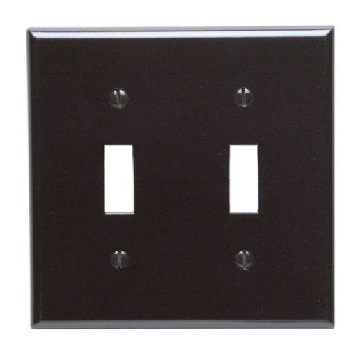 Leviton 85009 2-Gang Toggle Device Switch Wallplate, Standard Size, Thermoset, Device Mount, Brown