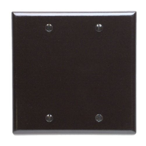 Leviton 85025 2-Gang No Device Blank Wallplate, Standard Size, Thermoset, Box Mount, Brown