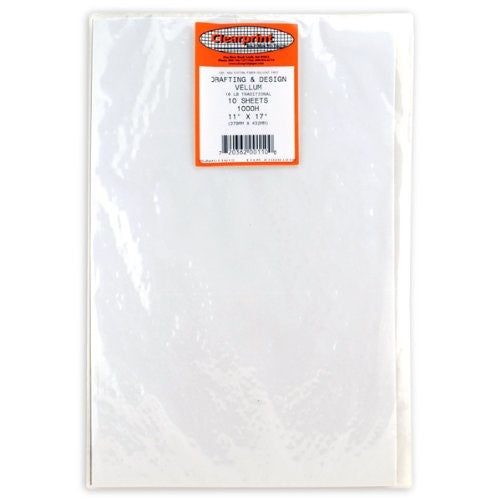 Clearprint 1000H Design Vellum Sheets, 16 Lb, 100% Cotton, 11 x 17 Inches, 10 Sheets Per Pack, 1 Each (10201216)
