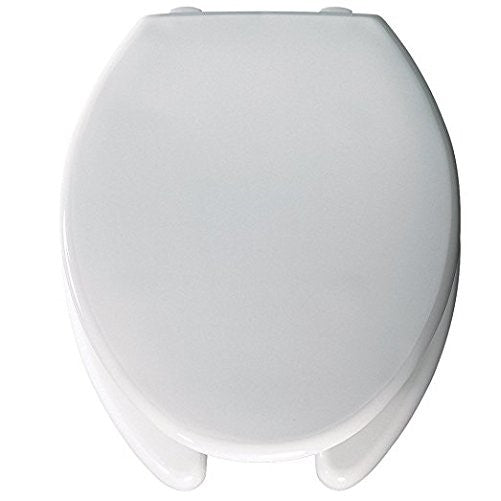Bemis Medic-Aid 2" Lift Raised Open Front Plastic Toilet Seat and Cover, Elongated, White, 2L2150T 000
