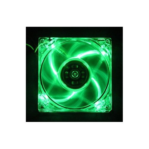 3" x 3" (80mm) Logisys LT400GN 4-Green LED Case Fan w/3-Pin & 4-Pin Connectors (Clear)