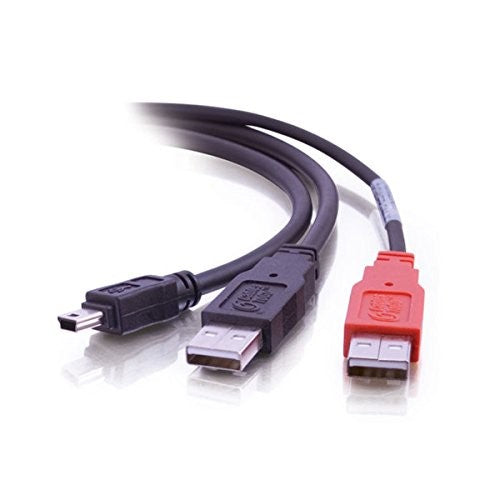 C2G 28107 USB Cable - USB 2.0 Two USB-A Male to One USB Mini-B Male Y-Cable, Black (6 Feet, 1.82 Meters)