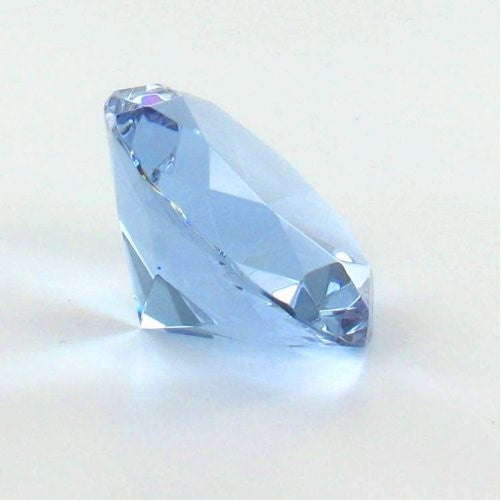 Glass Blue Paperweight Diamond Shaped Hand Blown