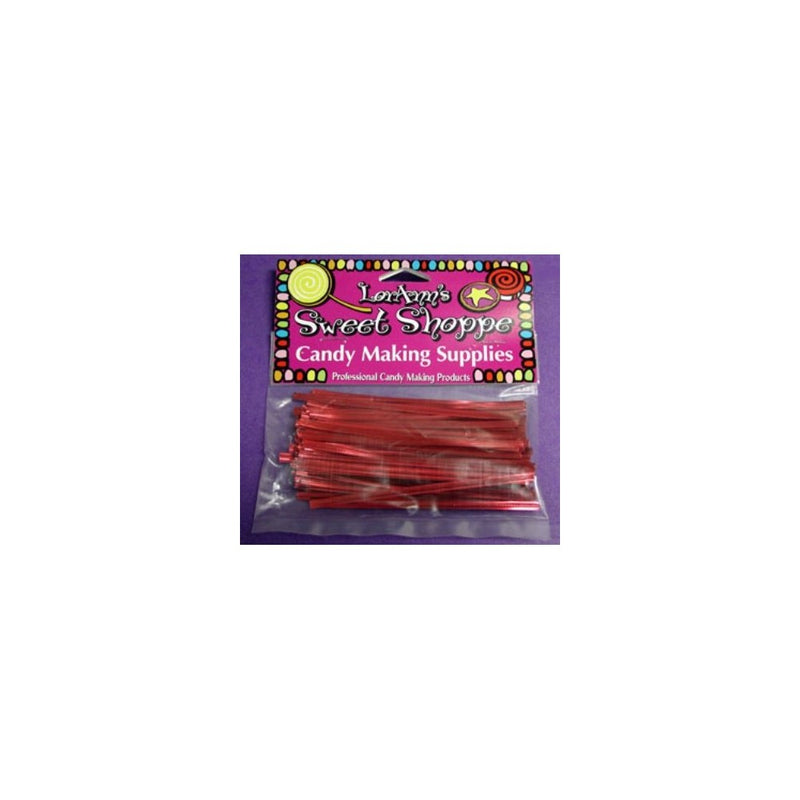 Twist Ties - Red Metallic- 50 count