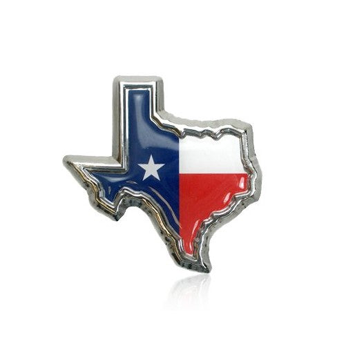 Texas Flag in TX shape with color Chrome Metal Car Emblem