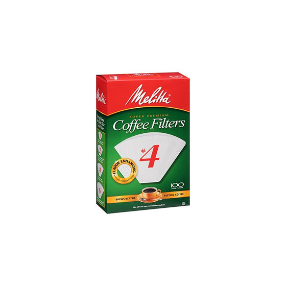 Melitta Cone Coffee Filters, White, No. 4, 100-Count Filters (Pack of 6)