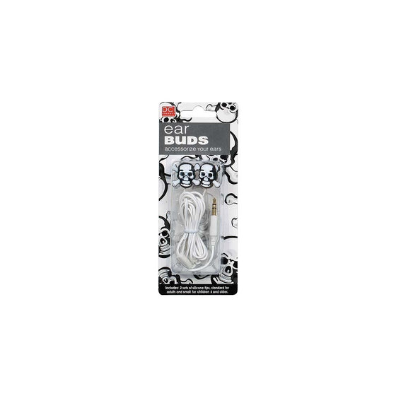 DCI 18213 Skull Earbuds - Retail Packaging - Black/White