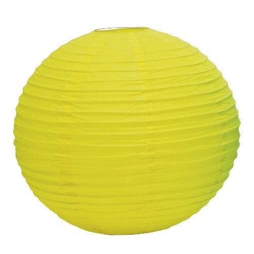 Weddingstar Round Paper Lantern, 12", Lemon Yellow