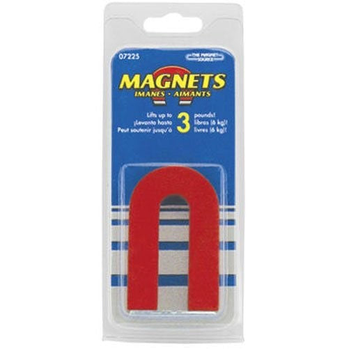 Red Cast Alnico 5 U-Shaped Magnet With Keeper, 1-3/16" Wide, 2" Tall, 1/4" Thick (Pack of 1)