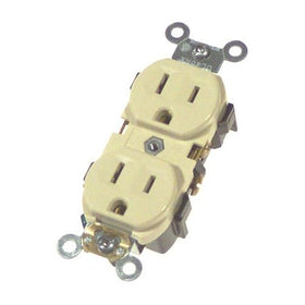 White Commercial Grade Straight Blade Duplex Receptacle