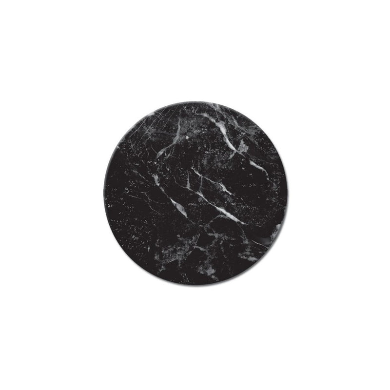 CounterArt Glass Lazy Susan Serving Plate with Black Marble Design