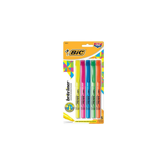 Bulk Buy: BIC Brite Liner Highlighters 5/Pkg Fluorescent Colors BLP51W (3-Pack)