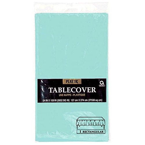 Robin Egg Blue Teal Plastic Table Cover 108 x 54 In