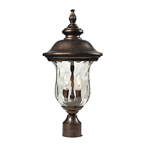 Elk 45023/2 Lafayette 2-Light Outdoor Post Mount with Blown Water Glass Body, 10 by 21-Inch, Regal Bronze Finish