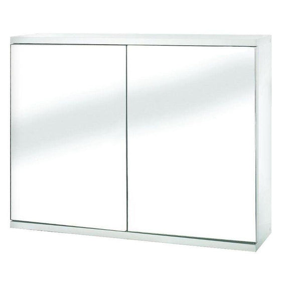 Simplicity White MDF Double Door Mirrored Medicine Cabinet with Magnetic Push Catch Opening