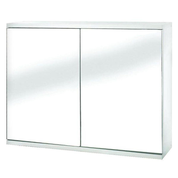 Simplicity White MDF Double Door Mirrored Medicine Cabinet with Magnetic Push Catch Opening