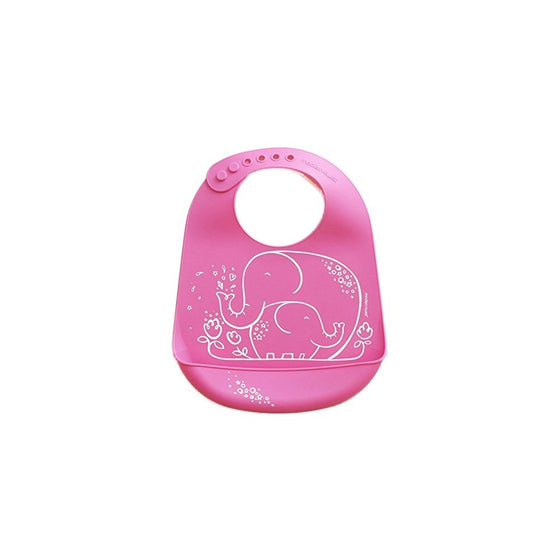 Modern Twist, 100% Pure Silicone Baby Bucket Bib, Elephant, Pink