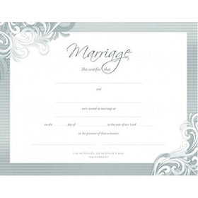 Certificate-:W-Marriage (Premium Stock Silver Foil Embossed) (Pk/6)